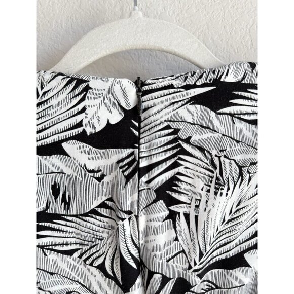 Vintage 1980s APRIL RAIN Dress White Black Palm Print Dolman Long‎ Sleeve 13-14 - Picture 8 of 13